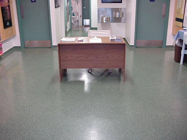 Picture of Epoxy.com Chip Flooring in Vermont interstate rest area after several years of service.